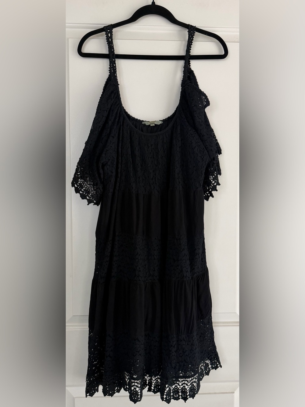 Ananda’s Black Crochet Lace Panel Dress